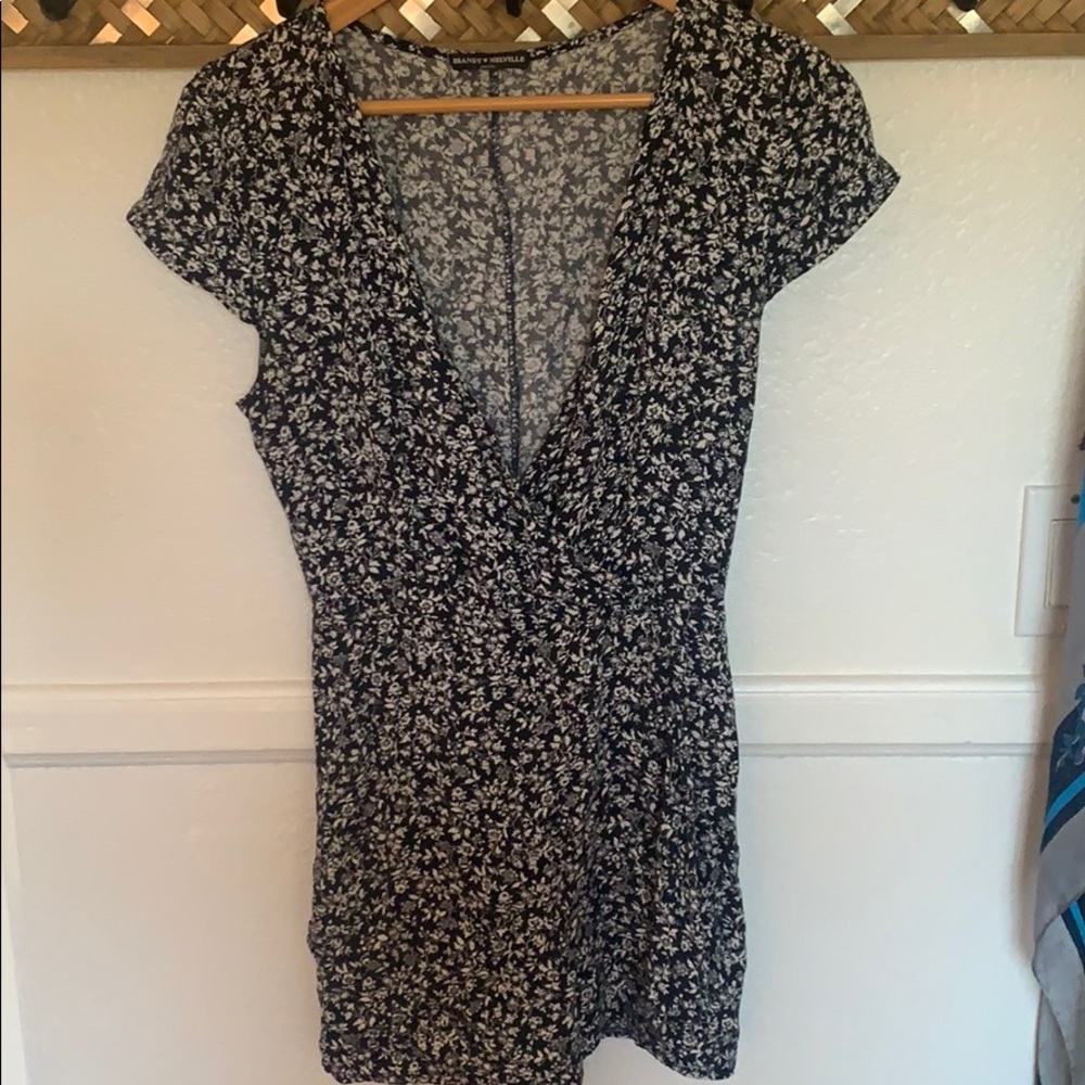 Brandy Melville Navy Hannah Wrap Floral Romper